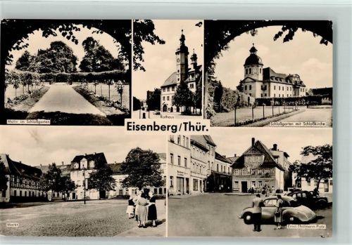 Eisenberg Rathaus Schloßgarten mit Schloßkirche Marktplatz