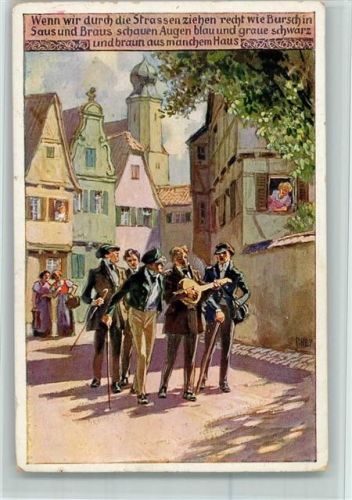 Volksliederkarten Nr. 100 - Burschen mit Gitarre - VDA AK
