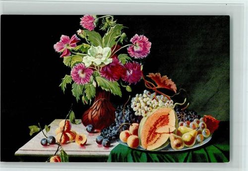 Früchte, Obstschale, Jugendstil-Blumenvase, gute Erhaltung AK
