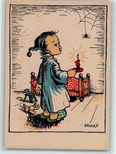 sign Arnulf Stegmann - Kind sieht ein Spinnennetz - Dennoch Kunstverlag Nr. 209 , gute Erhaltung AK