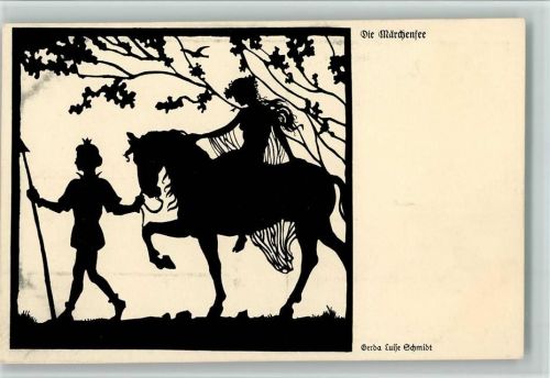 Die Märchenfee , sign Gerda Luise Schmidt - Märchen , gute Erhaltung Scherenschnitt Künstlerkarte