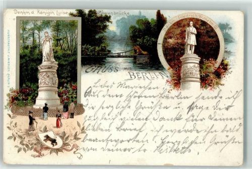 Tiergarten 1898 Denkmal Königin Luise Löwenbrücke Denkmal Friedrich-Wilhelm III Berliner Bär