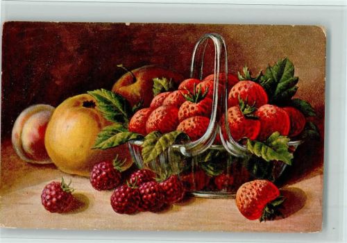 Früchte: Erdbeeren im Glaskorb AK