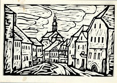 Wiesloch Altenheimbau - Linolschnitt: Hatto Zeidler