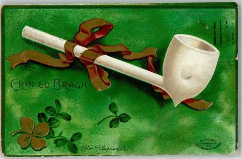 Pfeife Vierblättriger Klee St Patricks Day 1908 Prägedruck