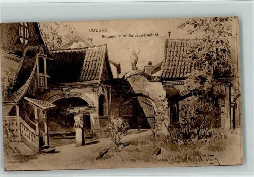Coburg Eingang zum Salvatorfriedhof sign. Wienk