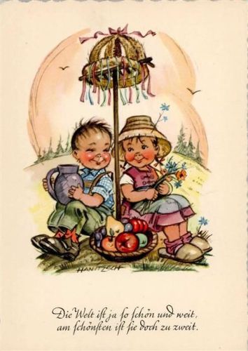 sign Hanitzsch Nr. 671 - Kinder, Erntedankfest , sehr gute Erhaltung AK