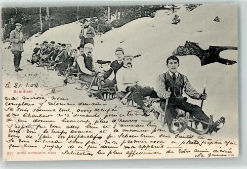 1902 Schlitteln in der Schweiz AK