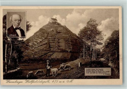 Wurmlingen 1929 Wallfahrtskapelle und Gedicht vonUhland und Stempel der Bergkapelle