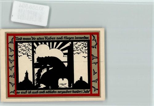 Roßla Notgeld - Nr. 6 Scherenschnitte von Georg Schleinitz - Märchen , die sieben Raben