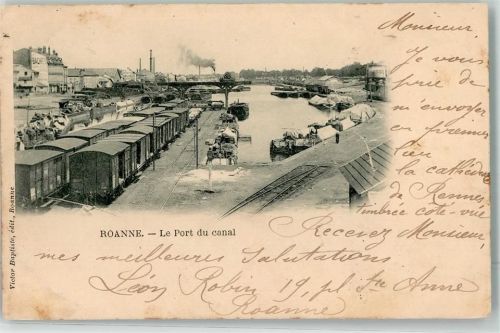 Roanne 1901 le Port du Canal Eisenbahn Binnenschiff