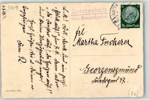 Gunzenhausen Landpoststempel Unterasbach Schneeglöckchen Foto E. A. Bauer Agu-Karte 1502