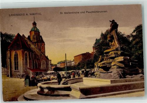 Kernein 1929 St. Marienkirche und Pauckschbrunnen Marktszene