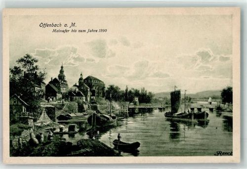 Offenbach Mainufer bis zum Jahre 1890 sign. Renck