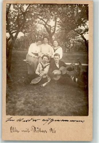 Potsdam 1916 Gruppenbild Damen mit Herr Gitarren