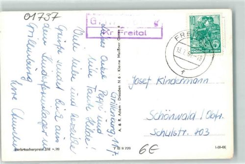 01705 O8210 Freital - Landpoststempel Grillenburg Tharandter Wald