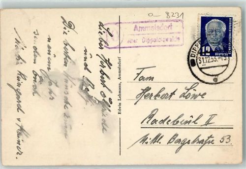 01744 O8230 Dippoldiswalde - Landpoststempel Ammelsdorf Winter