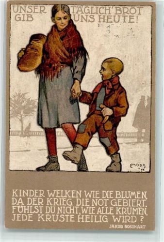 Zürich Unterstützung der Stadt Zürich sign. C. Moos Spende WK I Kriegsnot 1914 Künstlerkarte