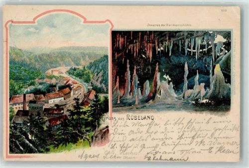 Rübeland 1900 Lithographie Hermannshöhle Innenansicht