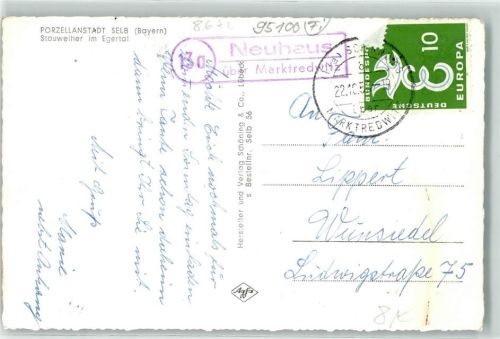 Marktredwitz Landpoststempel Neuhaus Stauweiher im Egertal Selb