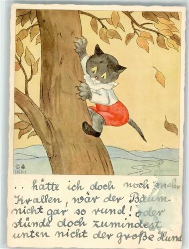 Nr. 5106 Katze vermenschlicht klettert auf den Baum
