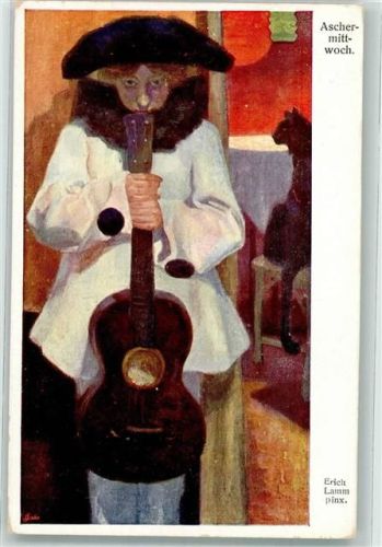 Aschermittwoch Gitarre sign. Erich Lamm Wiener Kunst