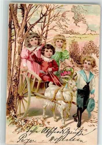 1900 Kinder Kutsche Matrosenanzug Litho