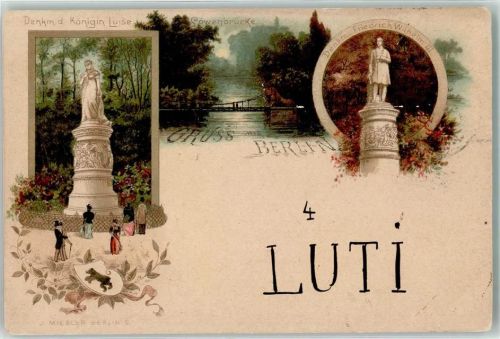 10115 W1000 Tiergarten 1896 Lithographie Berliner Bär Denkmal Königin Luise Löwenbrücke