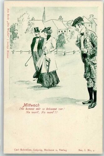 1899 Verlag Carl Schreiber /Leipzig Serie 1 Nr. 4 Die Woche Montag Liebespaar Poesie / Liebe