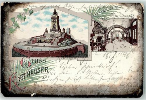 Kyffhäuser 1896 Lithographie Kyffhäuser-Denkmal Barbarossa-Saal