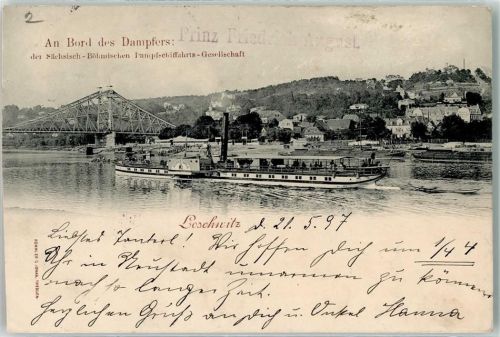 Löschwitz 1897 Dampfer der Sächsisch-Böhmischen Dampfschifffahrts-Gesellschaft