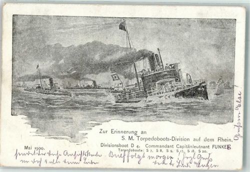 1900 Erinnerung Torpedoboots-Division auf dem Rhein
