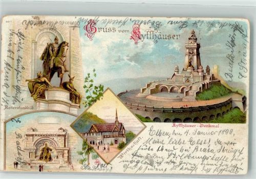 Kyffhäuser 1899 Denkmal Reiterstandbild Sagen Barbarossa Gasthaus