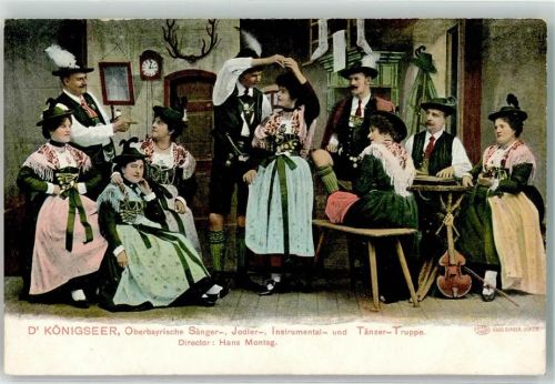 W8240 Königssee b Berchtesgaden Volksmusik Oberbayern Die Königseer Volkstanz Tracht Zither 1906