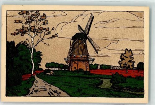 1912 Lüneburger Heide Am Mühlenbach Windmühle Kunstverlag Kumm Nr. 4282