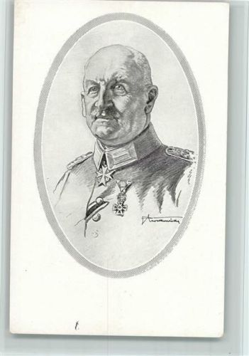 General von Linsingen mit Orden an der Uniform - Wohlfahrtspostkarte Invalidendank