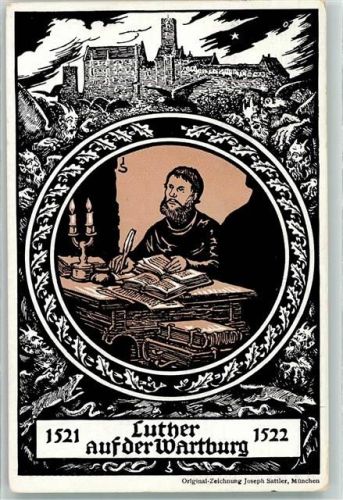 O5900 Eisenach , Thür sign. Sattler Auf der Wartbung 1521-1522 Eule Teufel + SST Der Dorfstand der Wartburgstadt Eisenach Luther