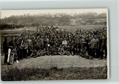 1918 WK I Kompagniefest mit Blasinstrumenten, Gruppenfoto