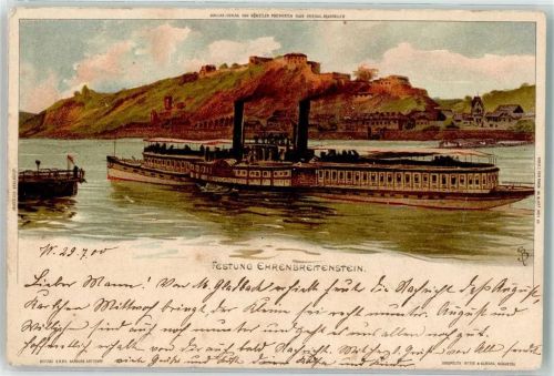 Ehrenbreitstein 1900 Festung Ehrenbreitstein Rheinschiffe Raddampfer