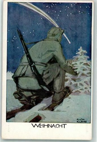 Soldat auf Ski Weihnachten Bayr. Kriegsinvaliden Fürsorge sign. Rich. Klein