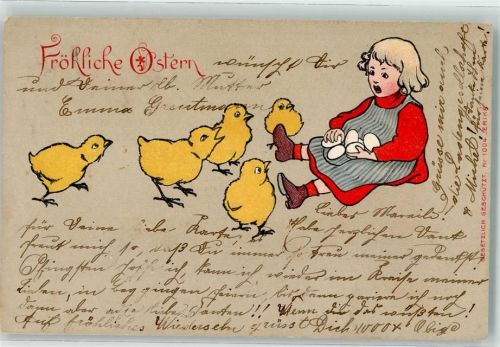 Kind Küken Verlag Erika 1004 Osterei 1902 Prägedruck