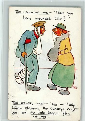 Verlag Salmon - sign F.G. - Have you been woundet Sir Militär Karikatur 1917 Künstlerkarte