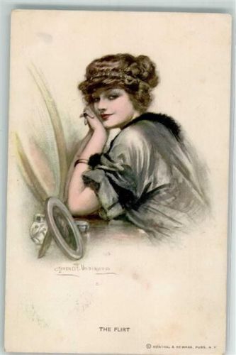 Nr. 345 The Flirt sign. Underwood Frau sitzt vor dem Spiegel Reinthal u. Newman 1911