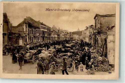 Ortelsburg 1916 Marktszene Wohlfahrts-Postkarte Ostpreußenhilfe
