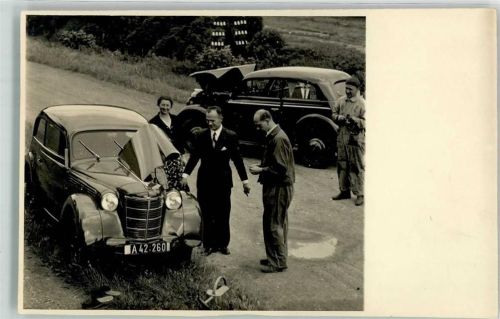 Opel 1939 Privatfoto AK Auto Gebrauchsspuren