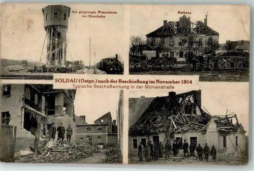 Soldau 1917 Wasserturm Rathaus Eisenbahn Feldpost WK I