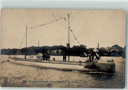 1917 Das Frachttauchboot Deutschland in Flaggen-Gala Verlag NPG 5661