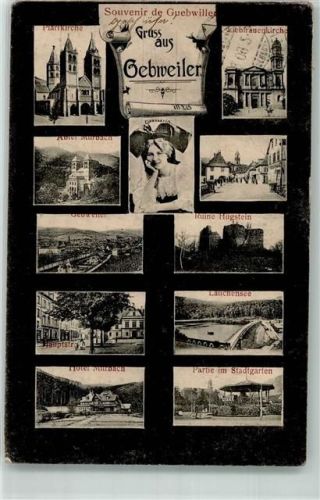 Guebwiller 1908 Pfarrkirche Tracht Wlsass Burg Hugsein Hotel Murbach