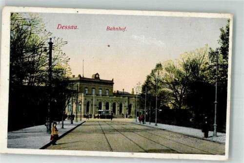 06842 O4500 Dessau , Anh 1917 - Bahnhof Straßenbahn Omnibus Feldpost WK I