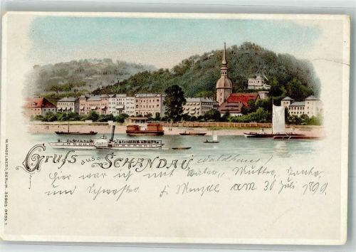 01814 O8320 Bad Schandau 1899 Gebrauchsspuren Lithographie